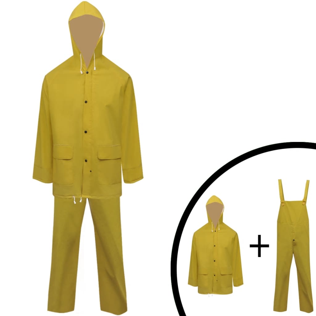 VidaXL combinaison de pluie deux pièces imperméable avec capuche jaune l