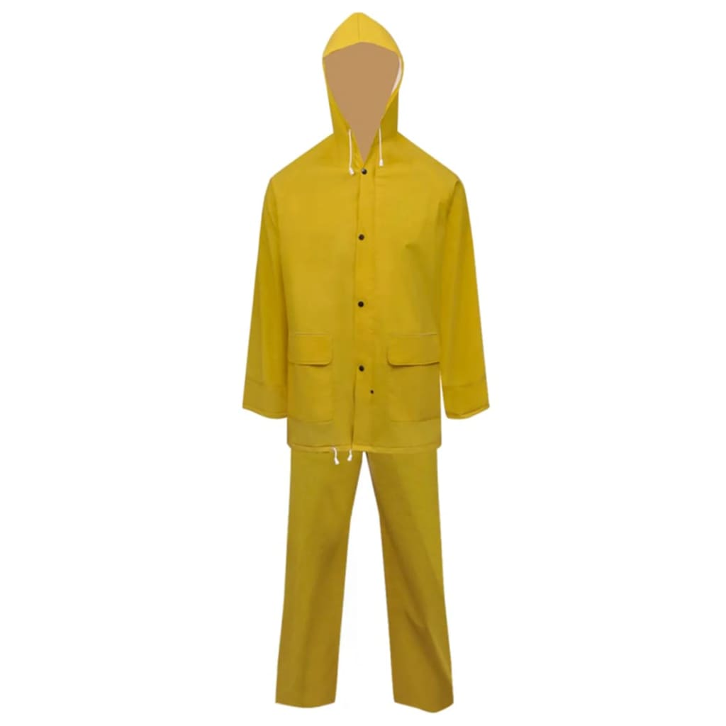 VidaXL combinaison de pluie deux pièces imperméable avec capuche jaune l