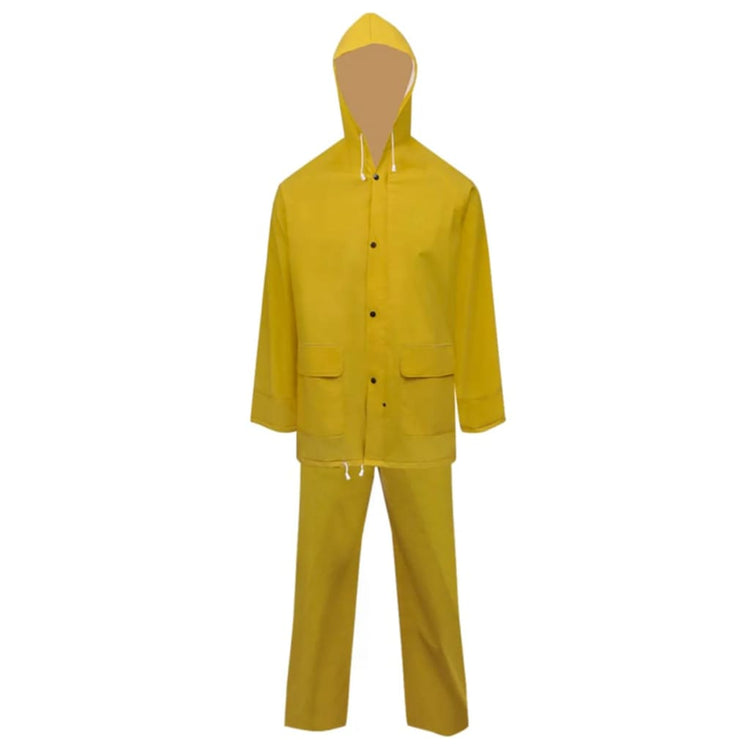 VidaXL combinaison de pluie deux pièces imperméable avec capuche jaune l