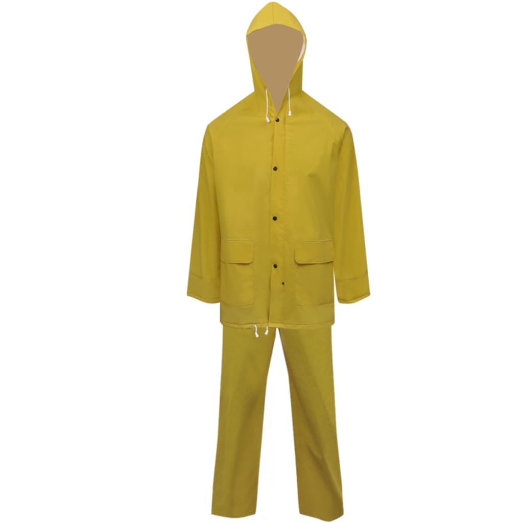 VidaXL combinaison de pluie deux pièces imperméable avec capuche jaune XXL