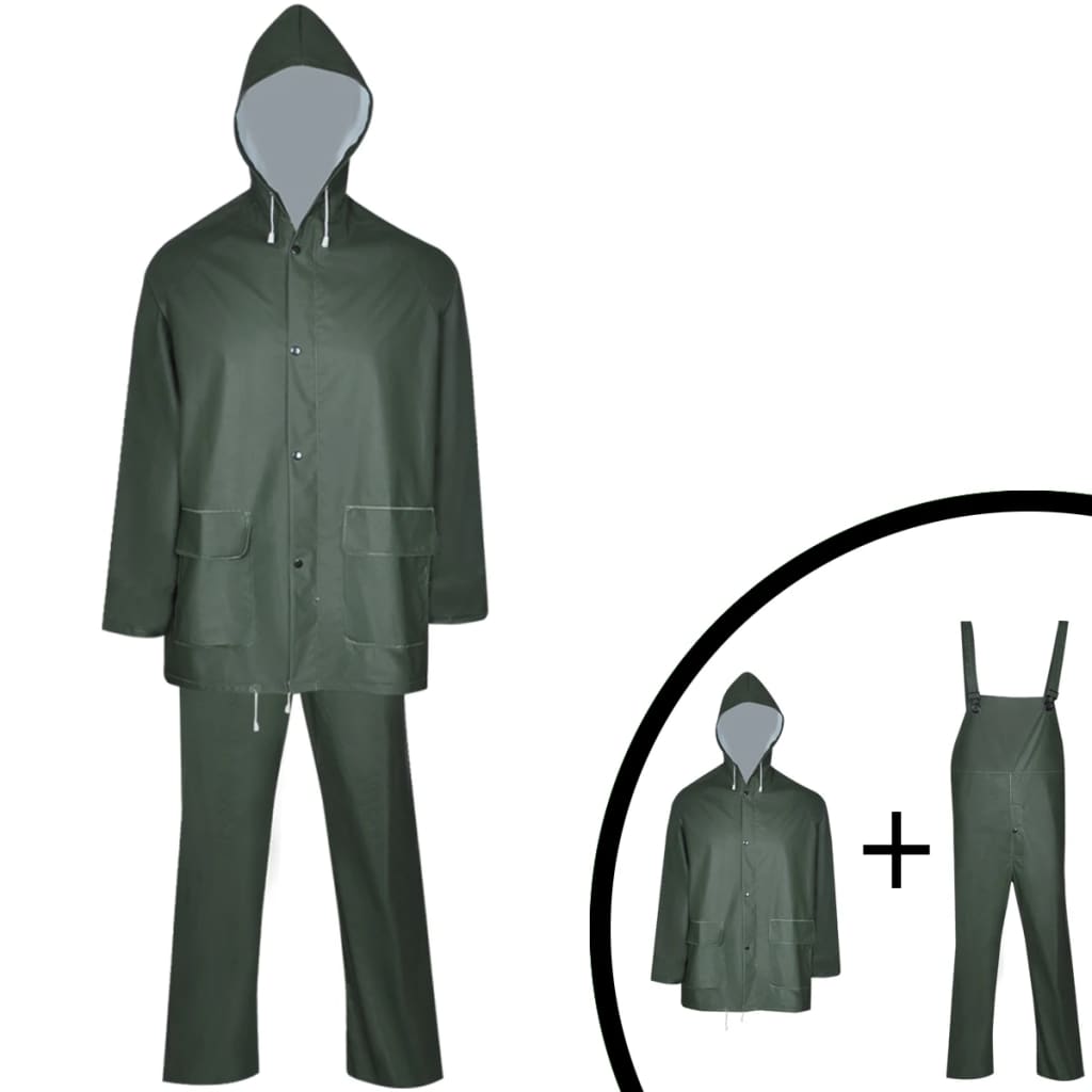 VidaXL combinaison de pluie deux pièces imperméable avec capuche vert xl