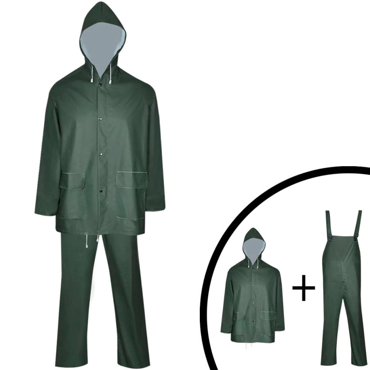 VidaXL combinaison de pluie deux pièces imperméable avec capuche vert xl