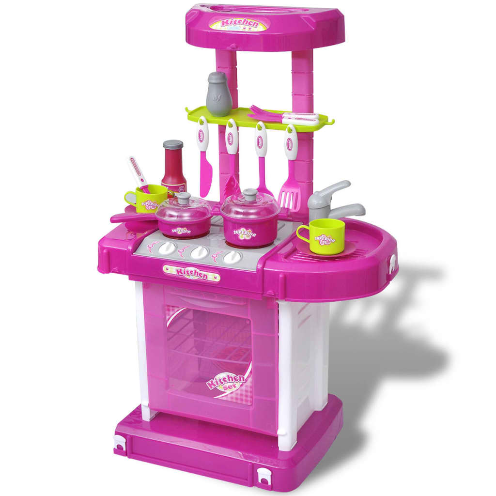 Vidaxl Children's Play Kitchen with Lights Effets sonores roses