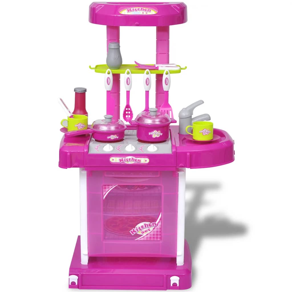 Vidaxl Children's Play Kitchen with Lights Effets sonores roses