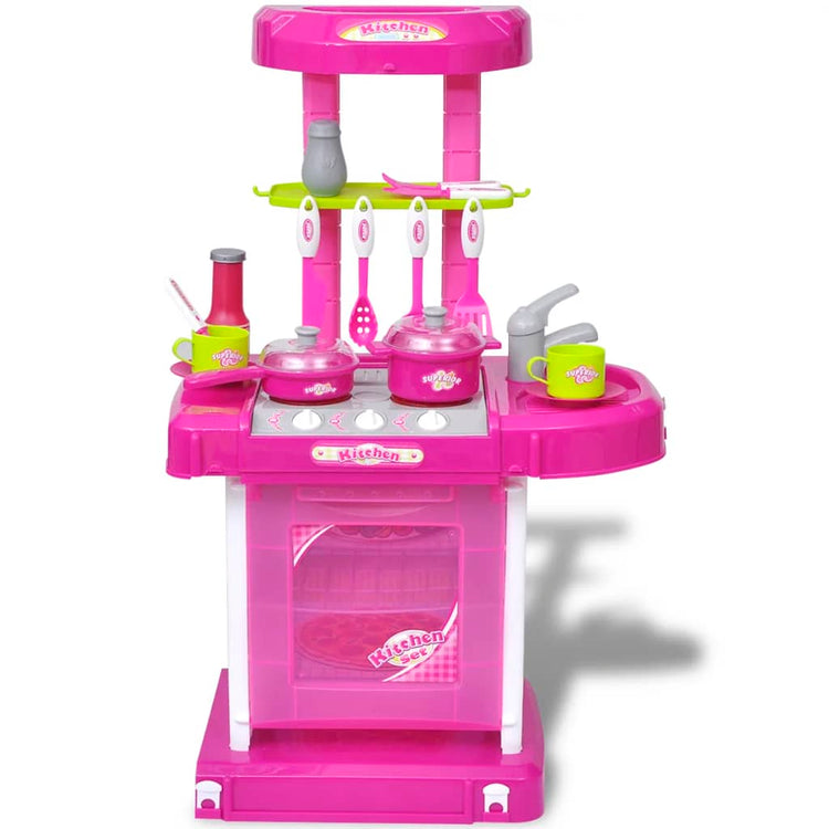 Vidaxl Children's Play Kitchen with Lights Effets sonores roses