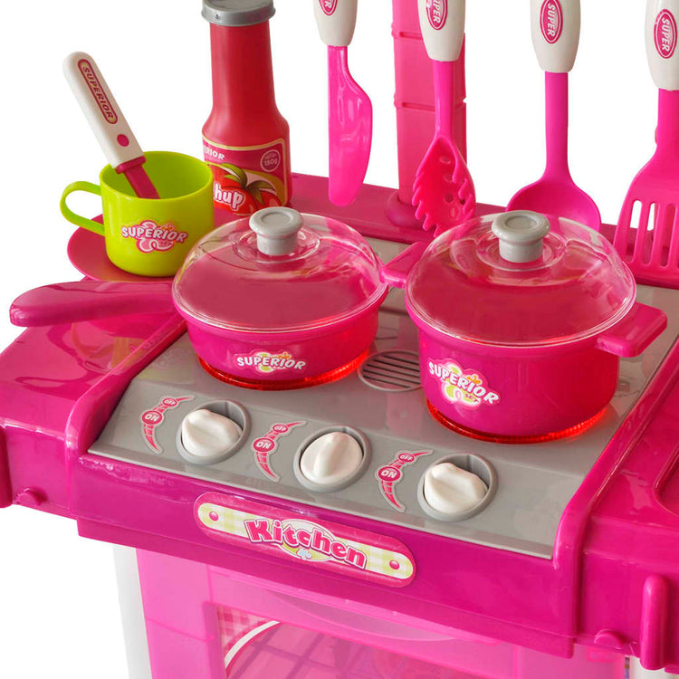 Vidaxl Children's Play Kitchen with Lights Effets sonores roses