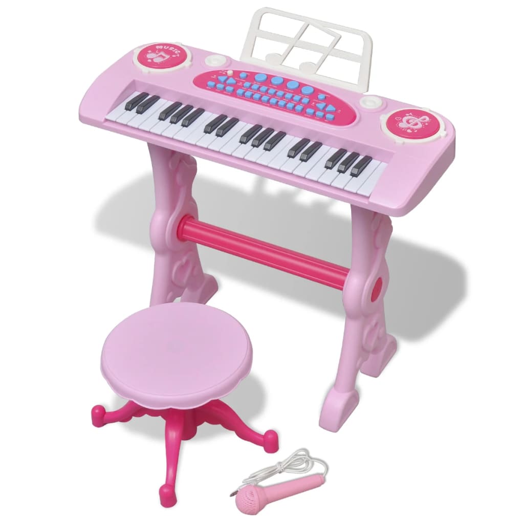 Clavier jouet vidaxl avec microphone de selles et 37 touches rose