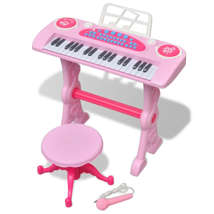 Clavier jouet vidaxl avec microphone de selles et 37 touches rose