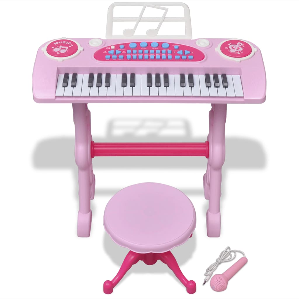 Clavier jouet vidaxl avec microphone de selles et 37 touches rose