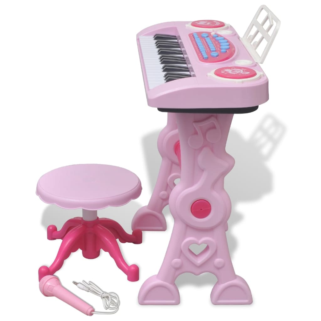 Clavier jouet vidaxl avec microphone de selles et 37 touches rose