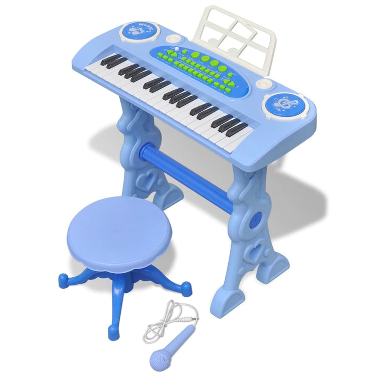 Clavier jouet vidaxl avec microphone de selles et 37 touches bleues
