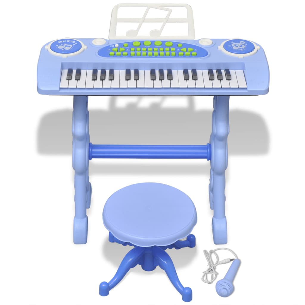 Clavier jouet vidaxl avec microphone de selles et 37 touches bleues