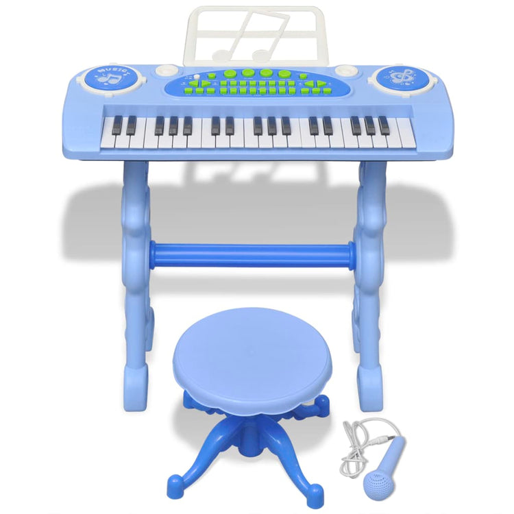 Clavier jouet vidaxl avec microphone de selles et 37 touches bleues