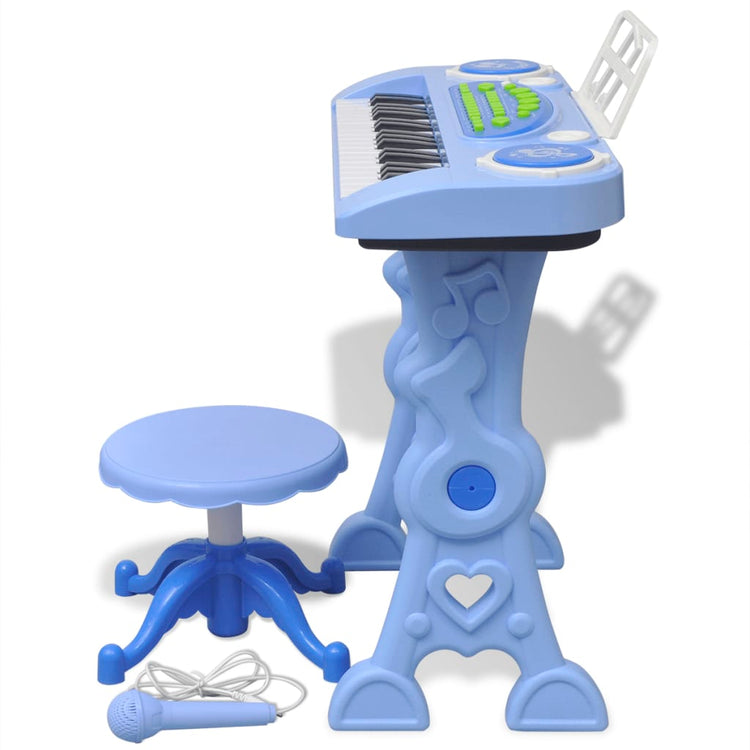 Clavier jouet vidaxl avec microphone de selles et 37 touches bleues