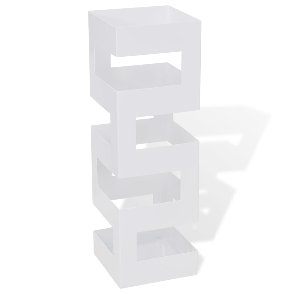 Vidaxx porte-parapluie et canne carré blanc en acier 48,5 cm