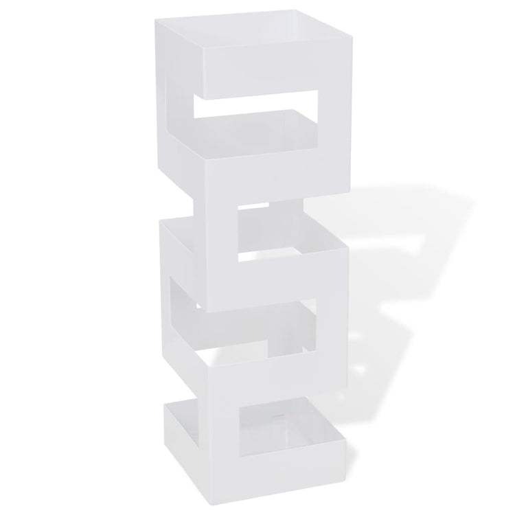 Vidaxx porte-parapluie et canne carré blanc en acier 48,5 cm