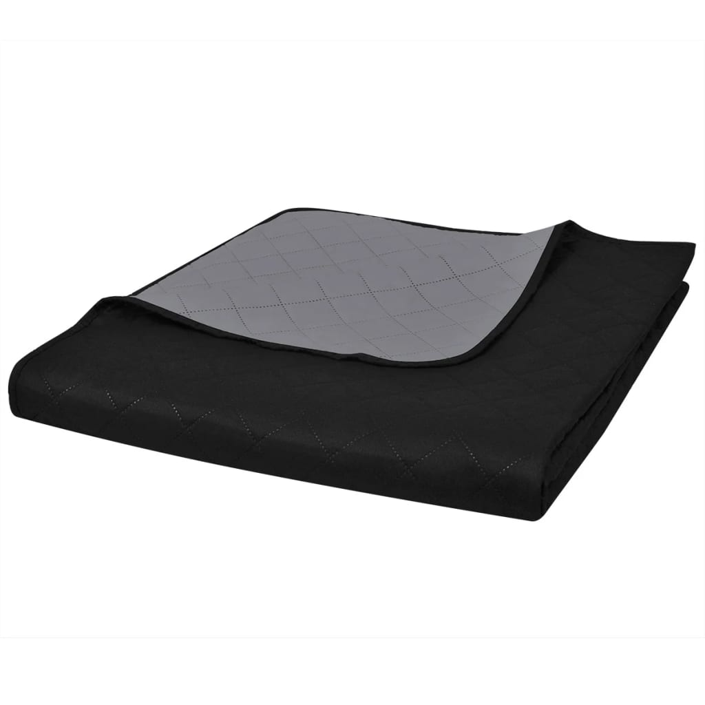 Vidaxl lit matelassé à double face 230x260 cm gris noir