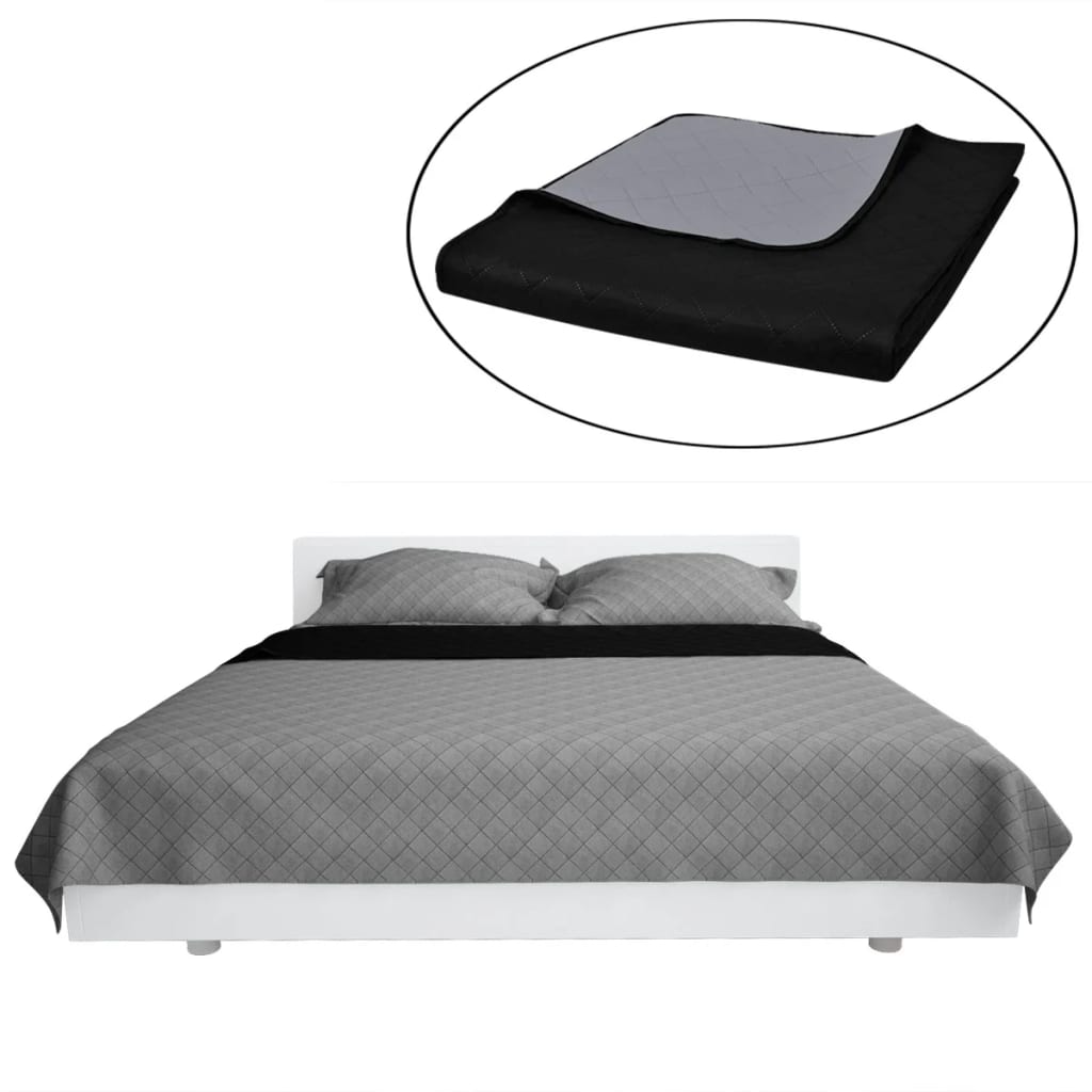 Vidaxl lit matelassé à double face 230x260 cm gris noir