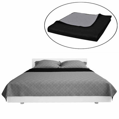 Vidaxl lit matelassé à double face 230x260 cm gris noir