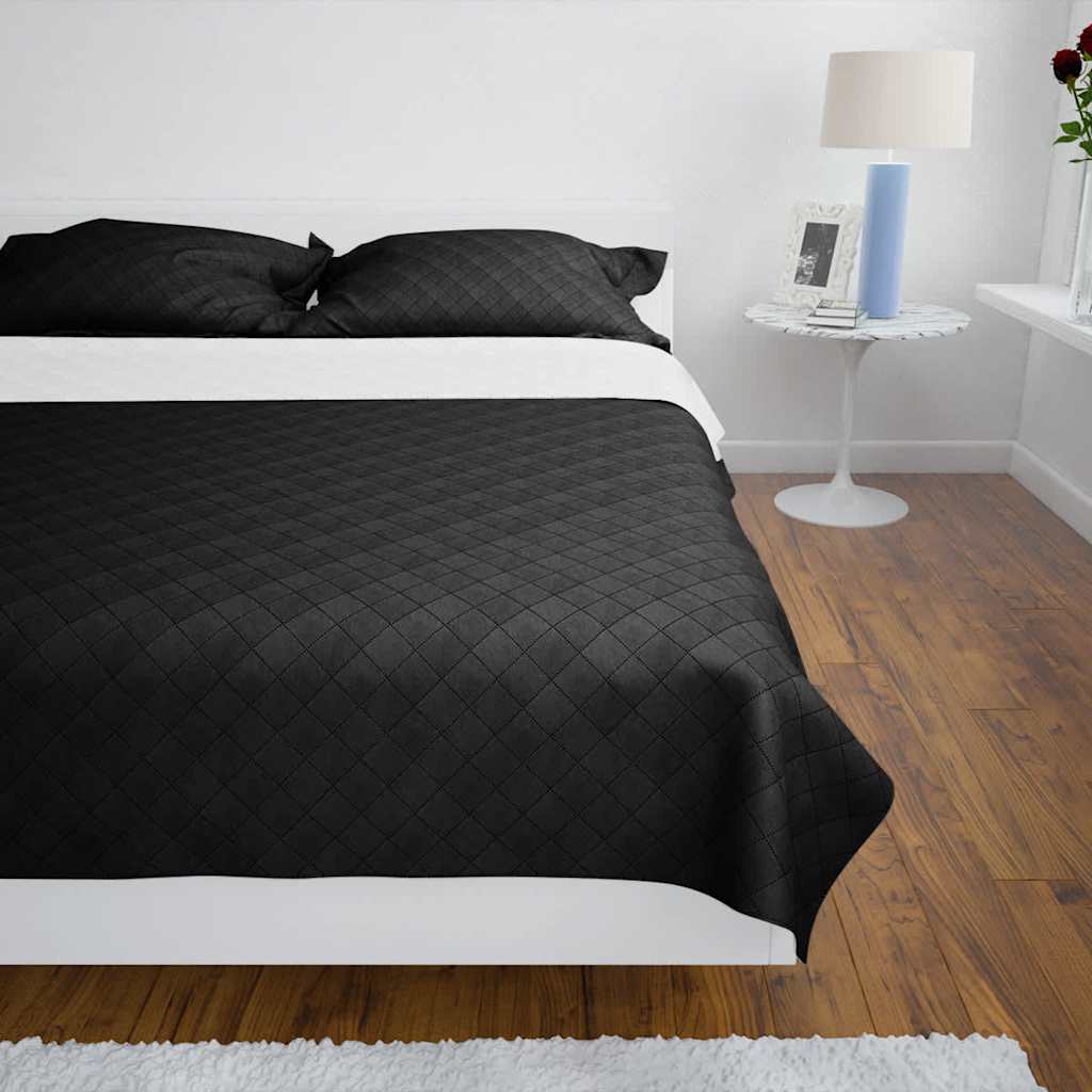 Vidaxl Bedsprey matelassé à double face 170x210 cm noir blanc