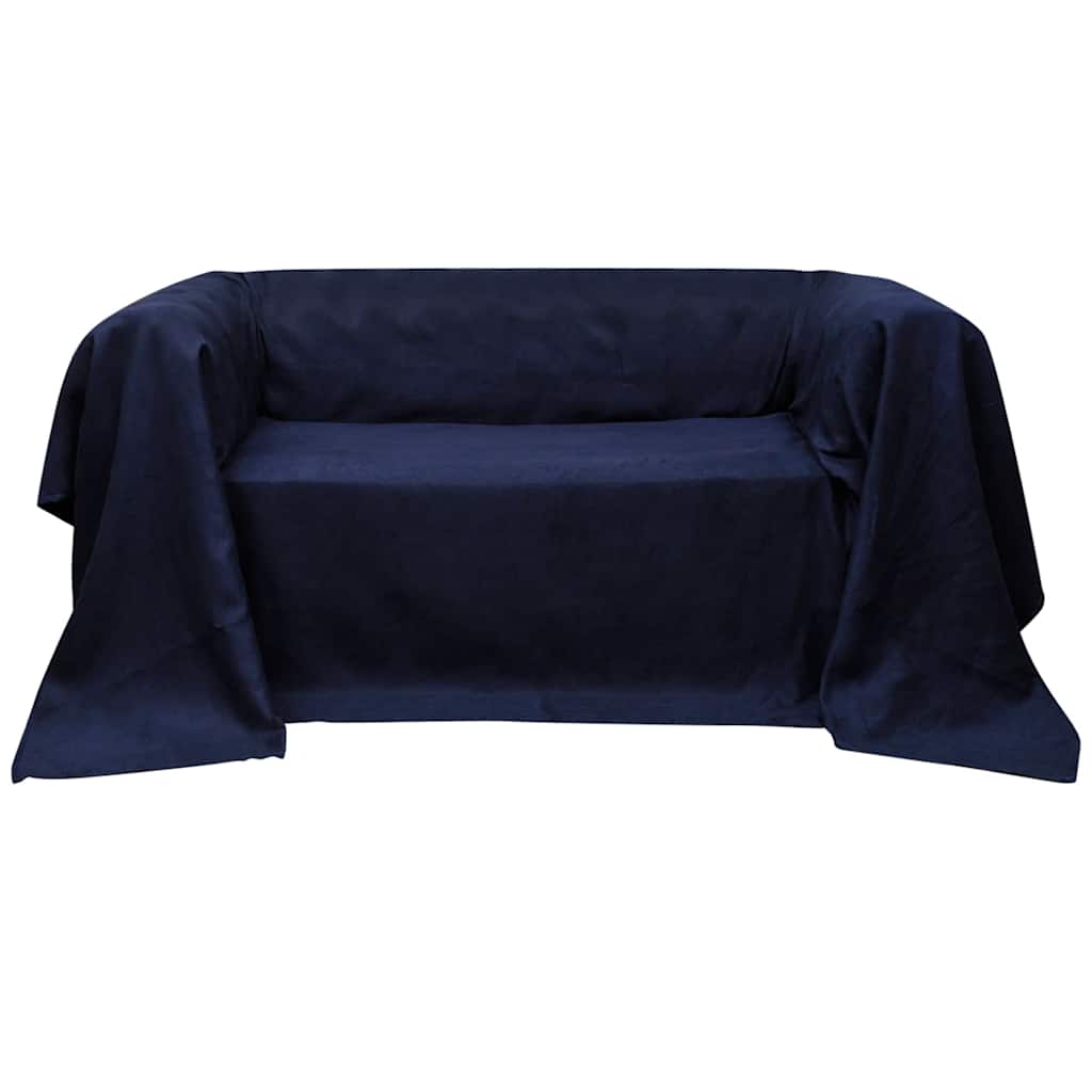 Couverture de la banque Vidaxl microsuede bleu marine 210 x 280 cm