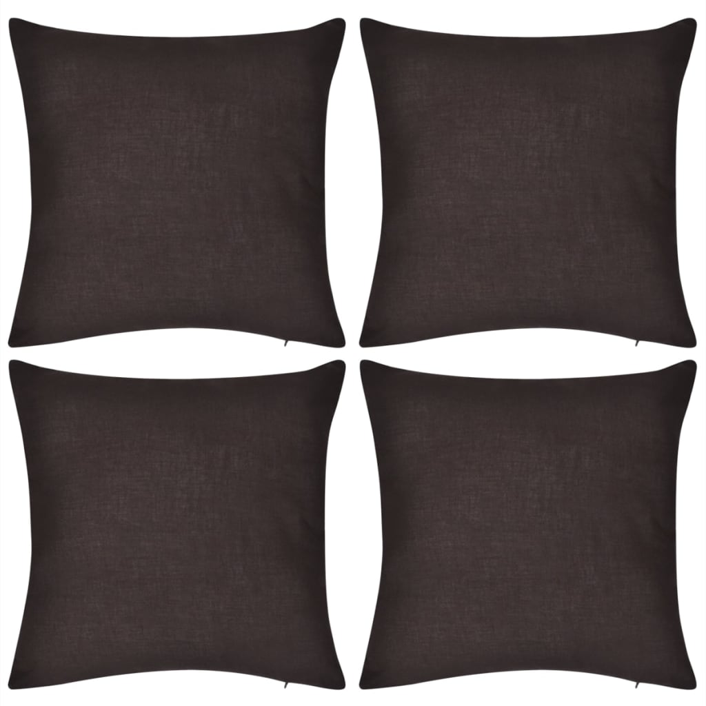 Coussin de vidaxl couvre en coton 50 x 50 cm brun 4 pièces