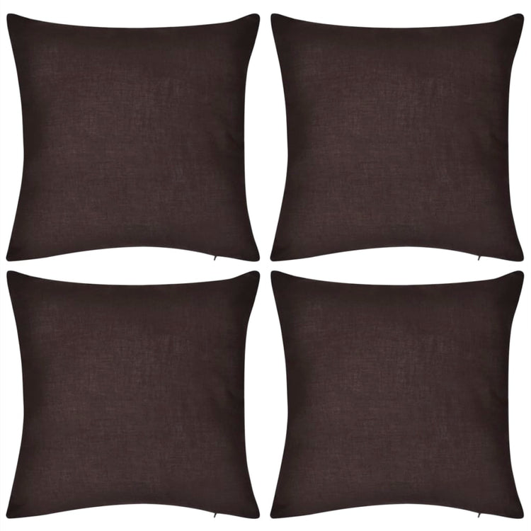Coussin de vidaxl couvre en coton 50 x 50 cm brun 4 pièces