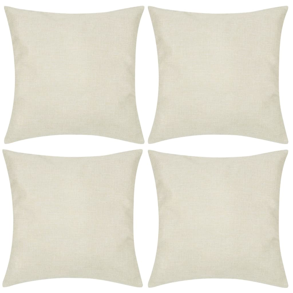 Coussin vidaxl couvre le lin look 80 x 80 cm beige 4 pièces