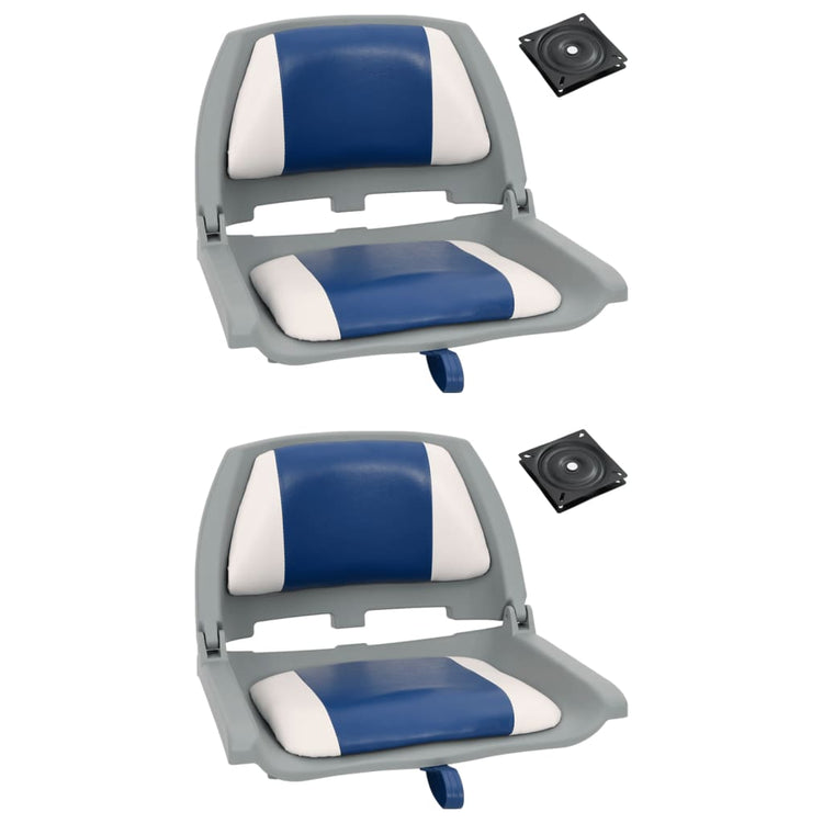 Vidaxl 4 pièces de siège de bateau avec coussins bleu-blanc pliable