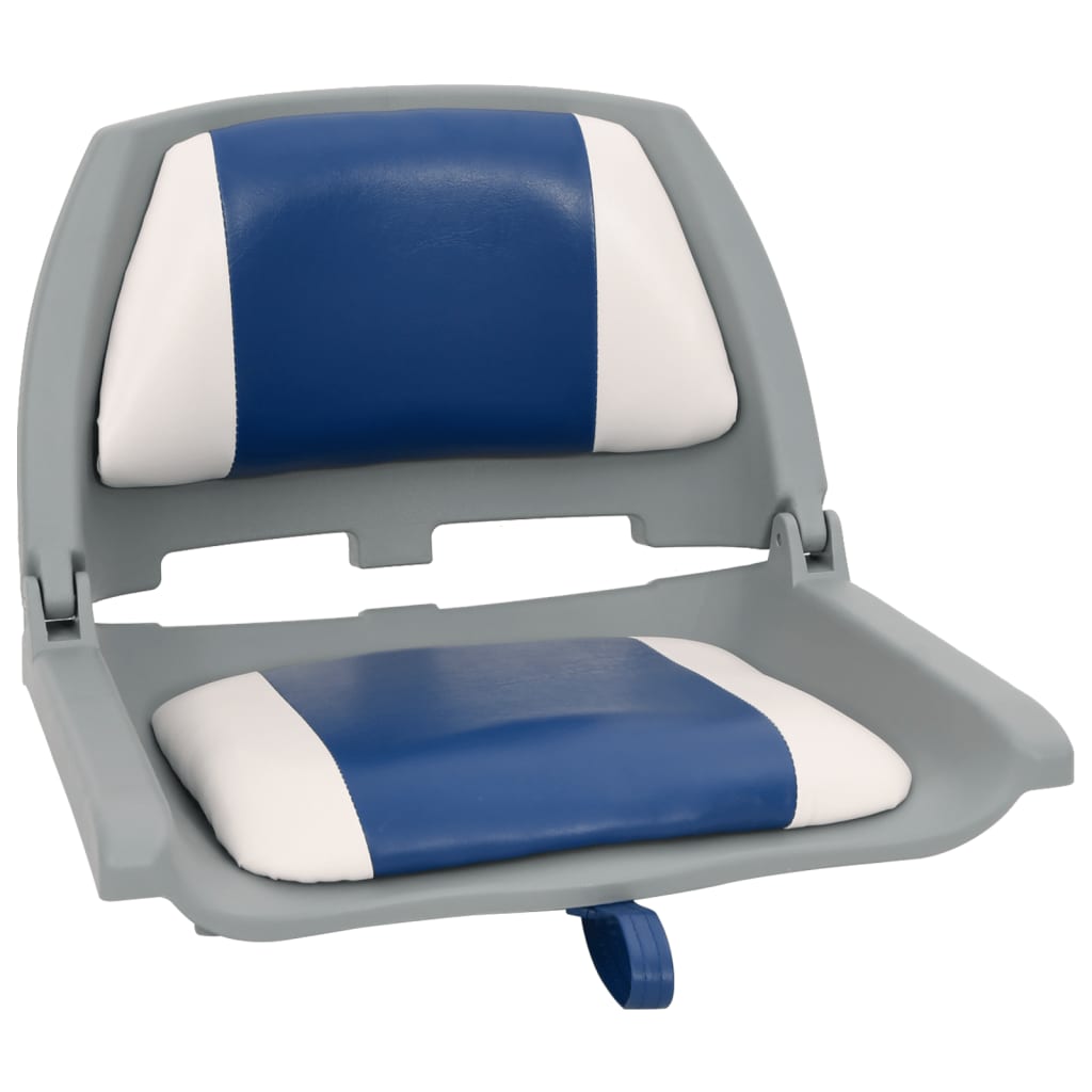 Vidaxl 4 pièces de siège de bateau avec coussins bleu-blanc pliable