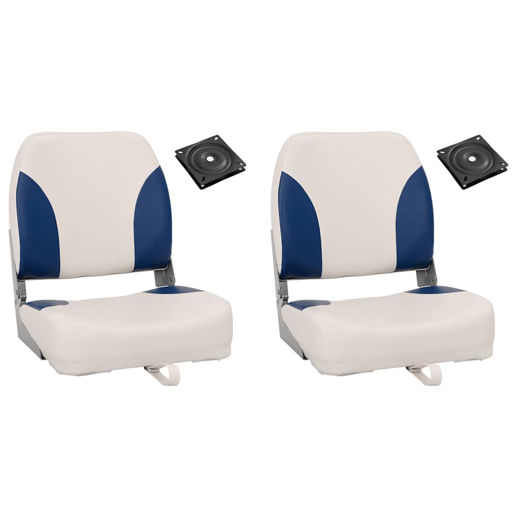 Vidaxl 4 pièces de siège de bateau avec coussins bleu-blanc pliable