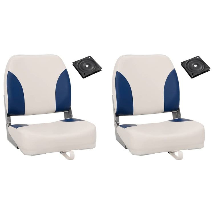 Vidaxl 4 pièces de siège de bateau avec coussins bleu-blanc pliable
