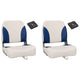 Vidaxl 4 pièces de siège de bateau avec coussins bleu-blanc pliable