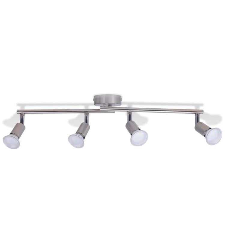 Vidaxl plafond avec 4 projecteurs LED nickel en satin