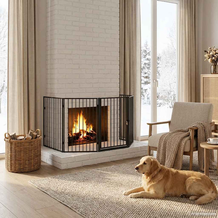 Vidaxl Fireplace Fence Steel Black