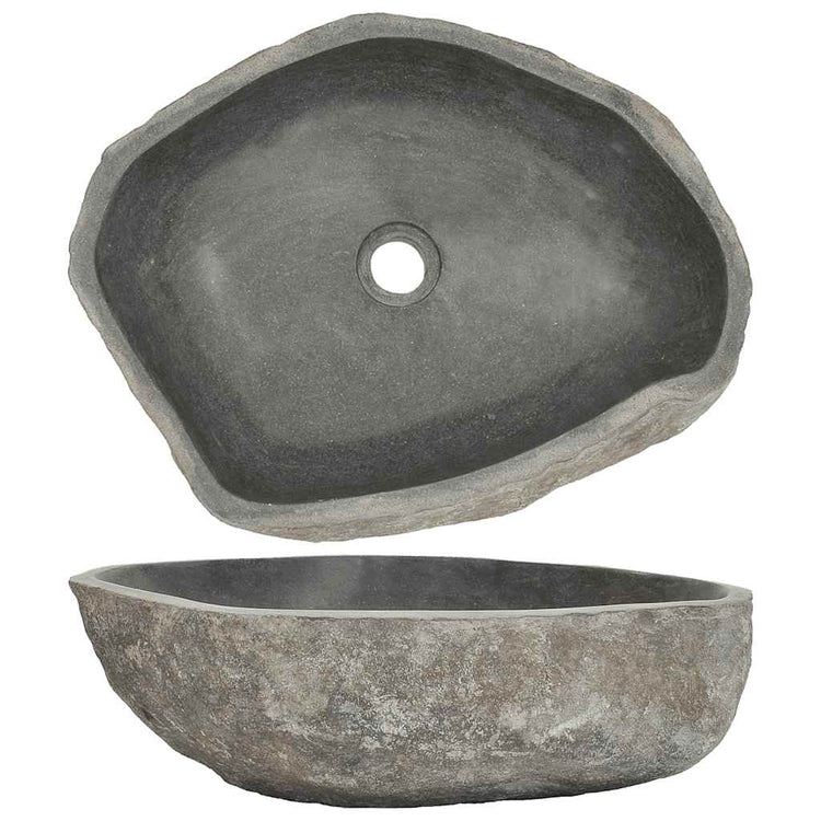 Vidaxl lavabo ovale (45-53) x (34-41) cm Stone de la rivière