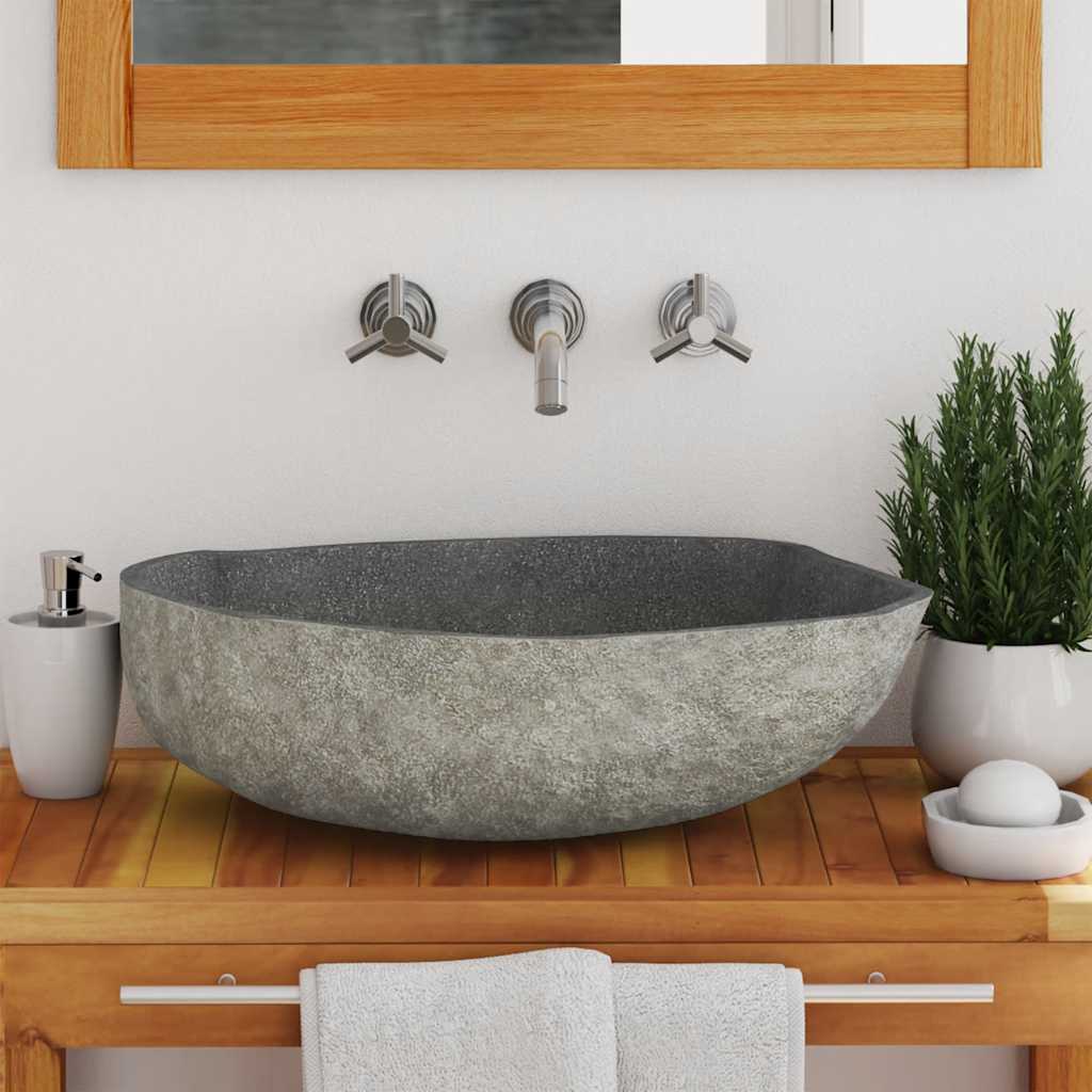 Vidaxl lavabo ovale (45-53) x (34-41) cm Stone de la rivière