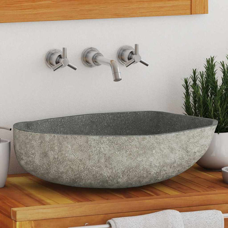 Vidaxl lavabo ovale (45-53) x (34-41) cm Stone de la rivière