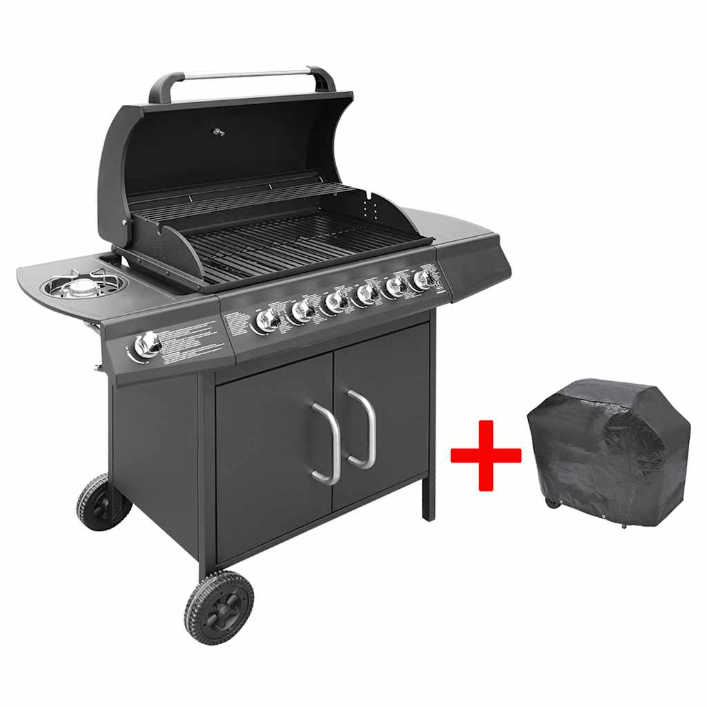 Vidaxxl barbecue à gaz 6+1 zones de cuisson noir