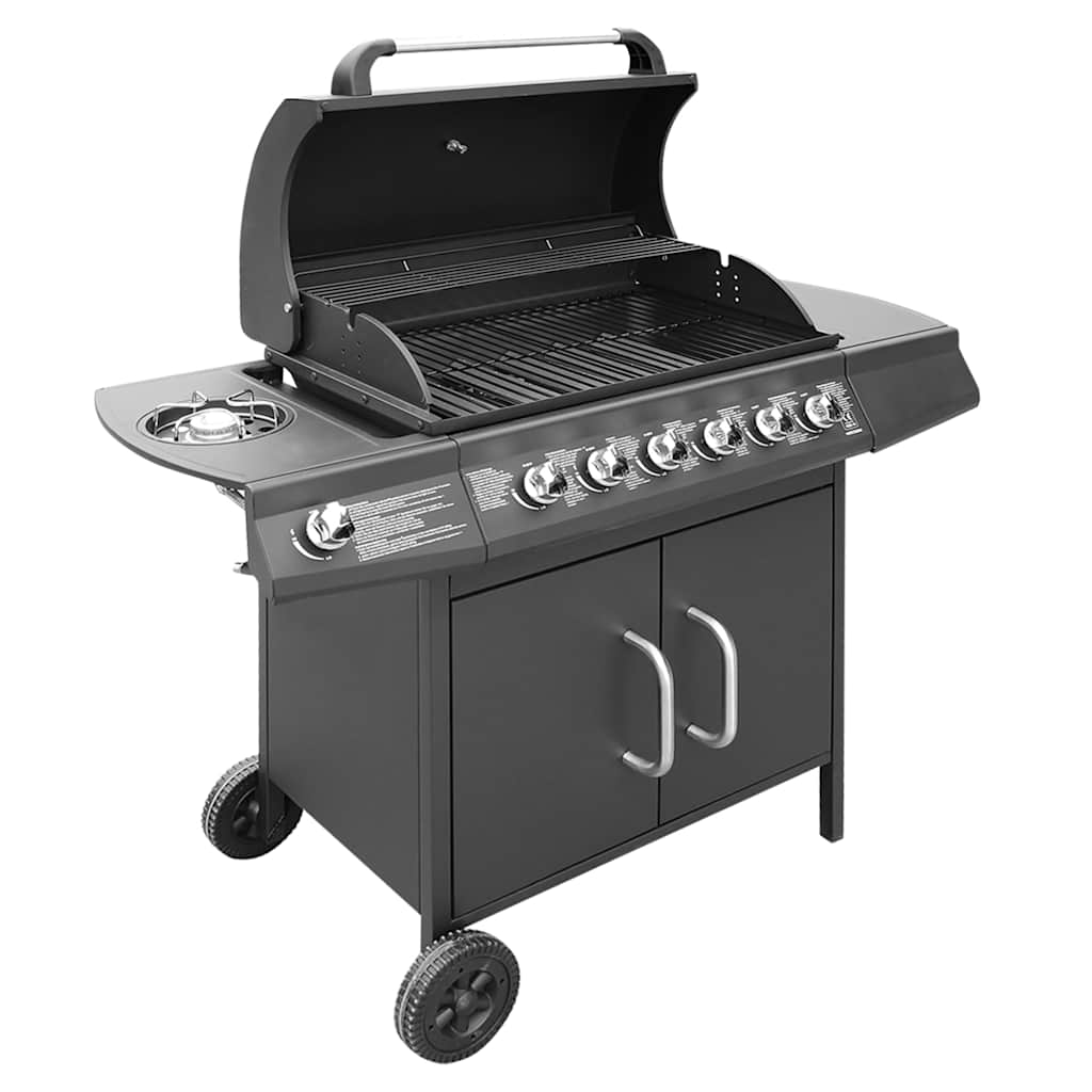 Vidaxxl barbecue à gaz 6+1 zones de cuisson noir