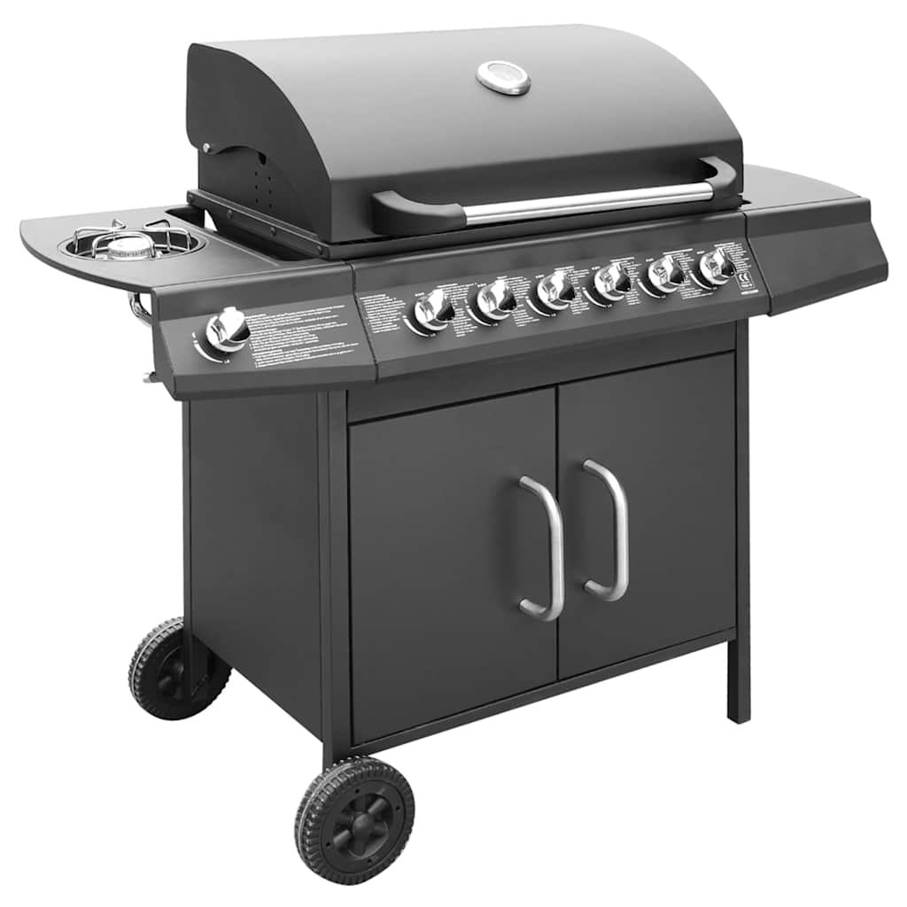 Vidaxxl barbecue à gaz 6+1 zones de cuisson noir