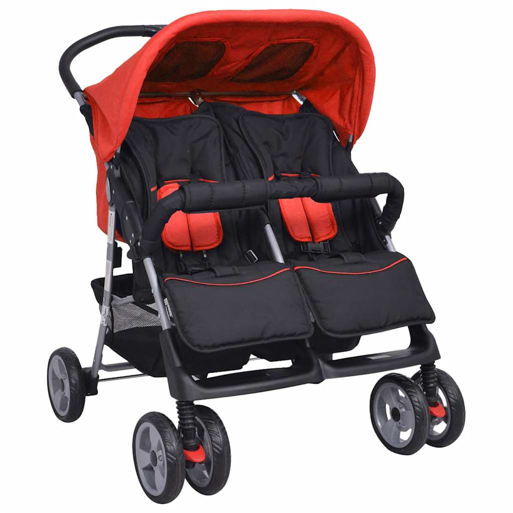 Vidaxl Twin Car en acier rouge et noir