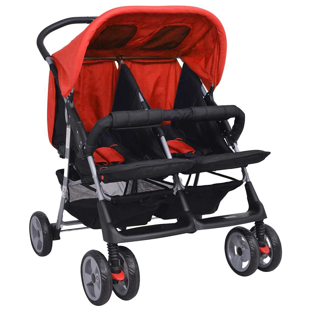 Vidaxl Twin Car en acier rouge et noir