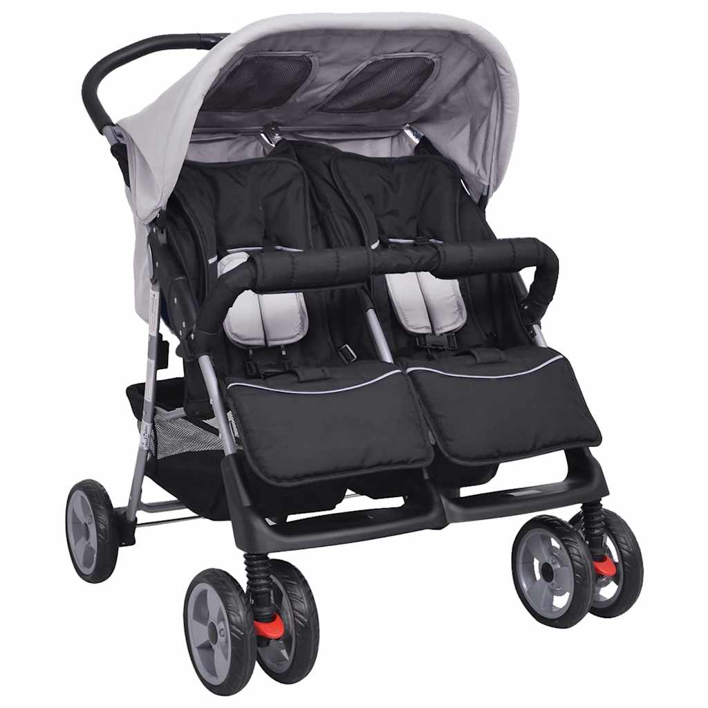 Vidaxl Twin Car en acier gris et noir