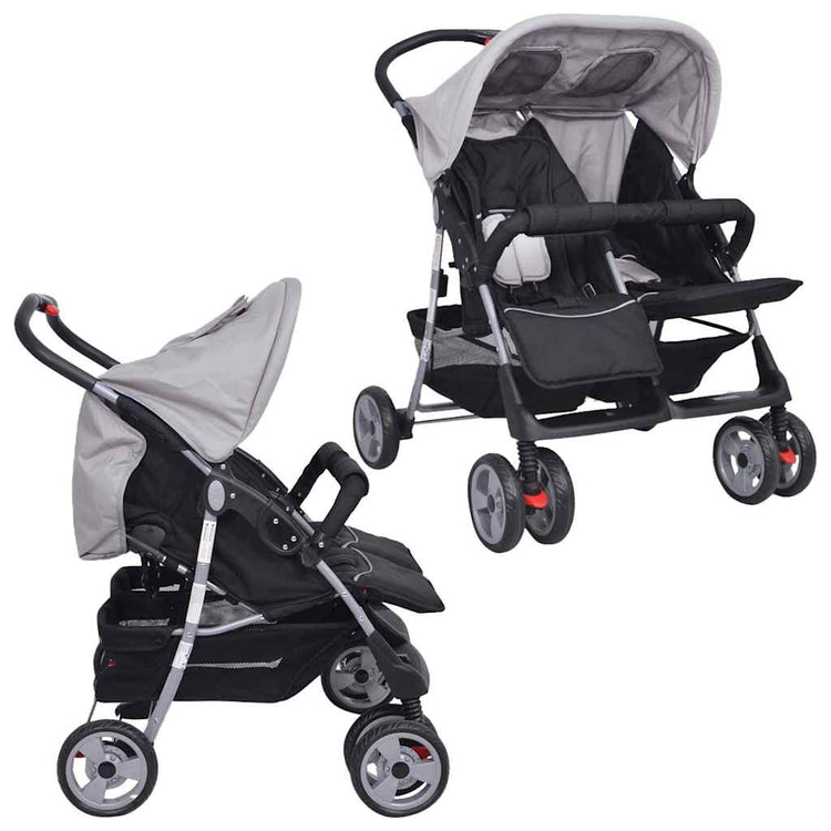 Vidaxl Twin Car en acier gris et noir