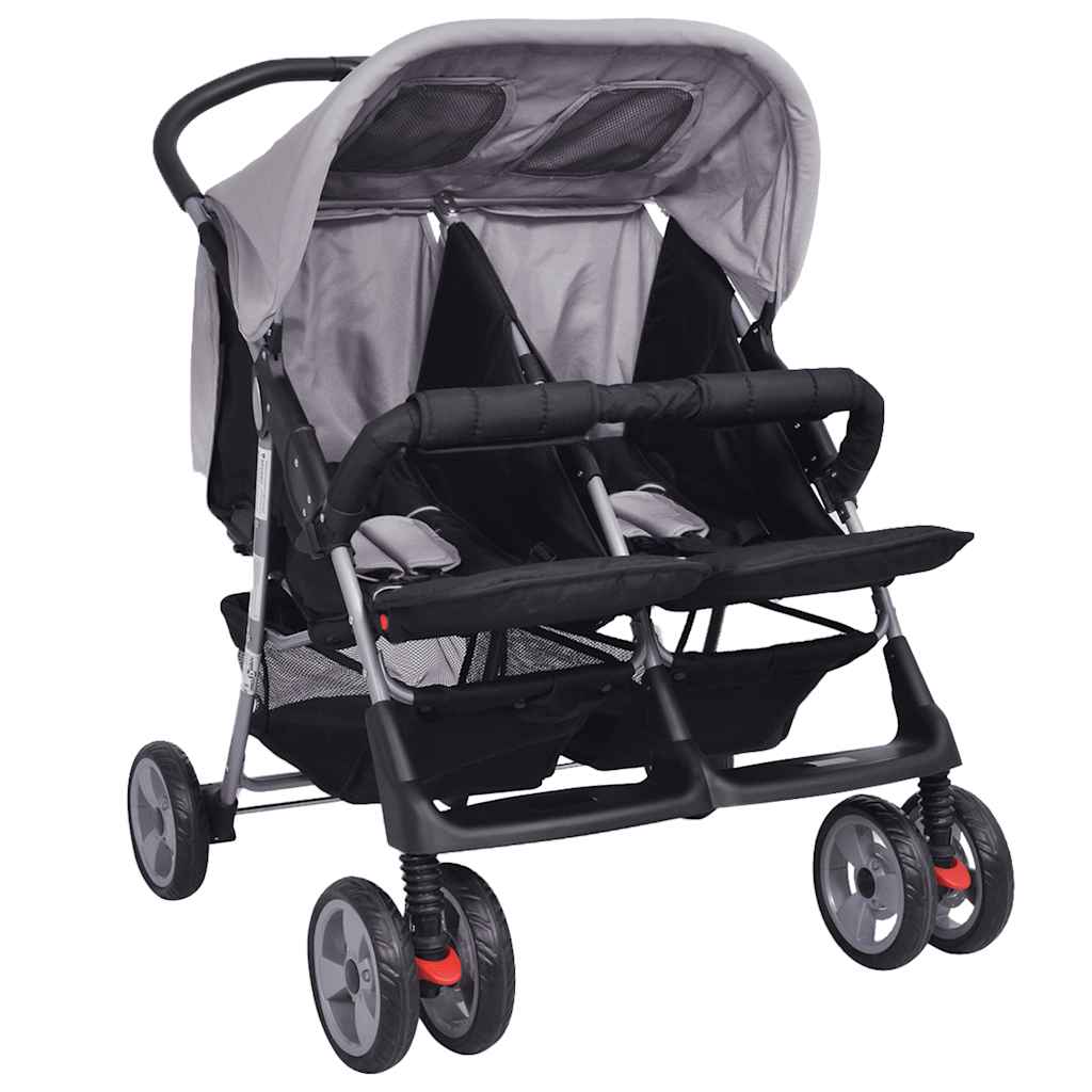 Vidaxl Twin Car en acier gris et noir