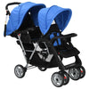 Porte-poussette Vidaxl Double en acier bleu et noir