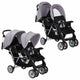 Vidaxl Pram double acier gris et noir