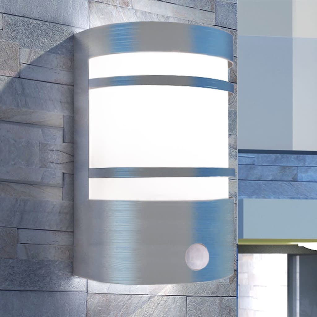 Lampe murale extérieure vidaxl avec capteur en acier inoxydable