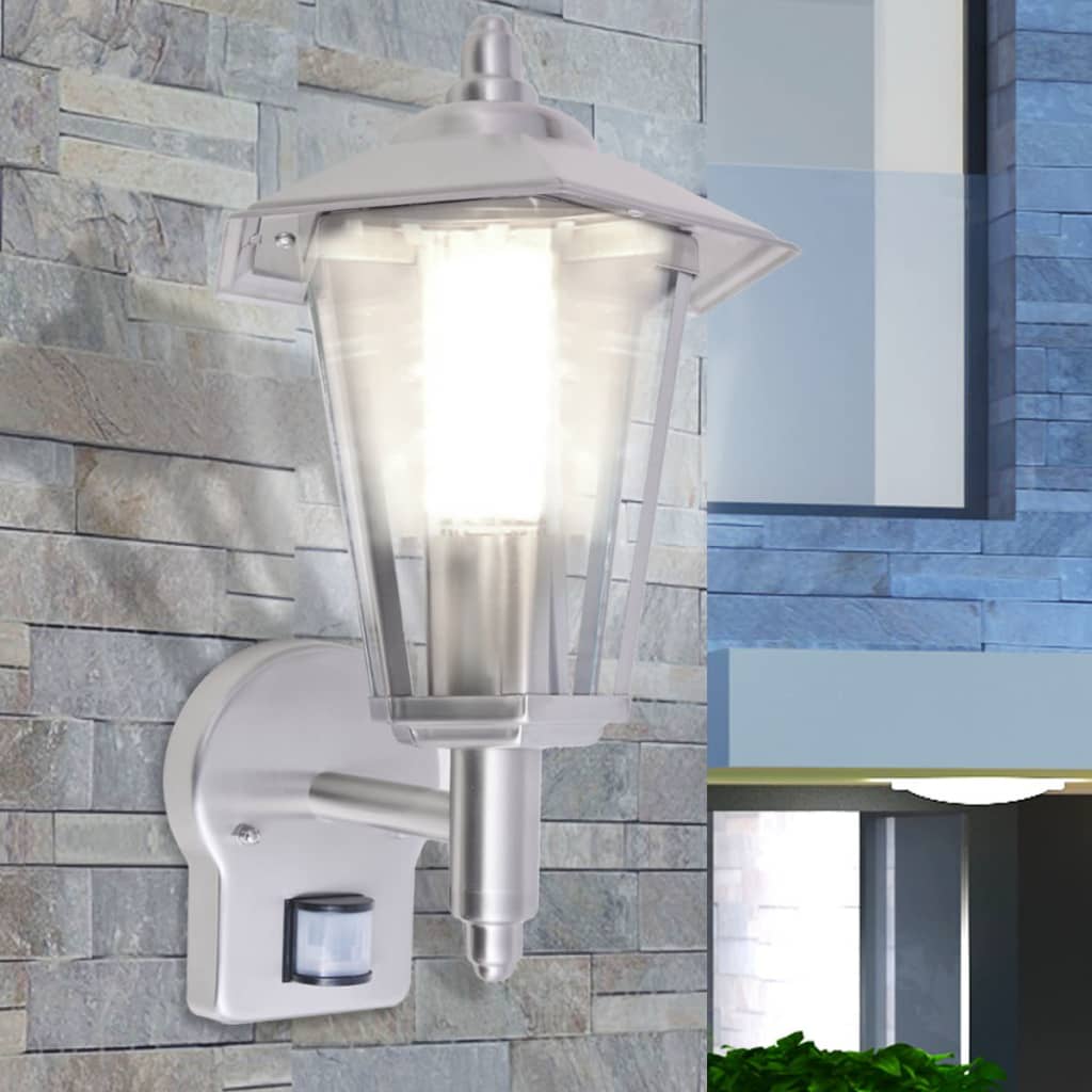 Lanterne murale vidaxl avec détecteur de mouvement pour l'acier inoxydable extérieur